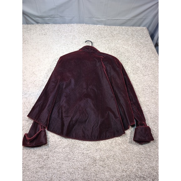 Roberta Womens Velvet Open Front Jacket Burgundy Shawl Collar Style Smal - Picture 8 of 8